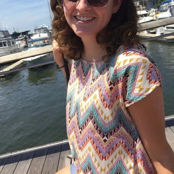 Bee Stitched Open-Back Tribal Print Top, Women’s Multicolor Blouse, Size Small - Picture 12 of 13